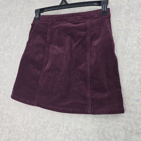 Maurices Burgundy Corduroy Button-Front Mini Skirt - Picture 3 of 8